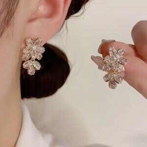 NEW Adriella Gold Plated Crystal Flower Drop Earrings